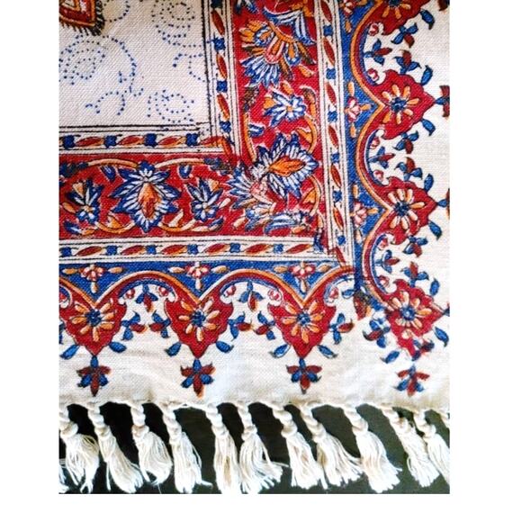 Isfahan Shalamkar 120x120 table cloth cover rug Multicolor Calico - Picture 3 of 5